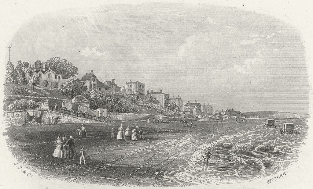 IOW. Sandown beach c1850 old antique vintage print picture